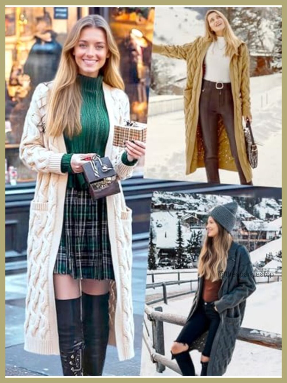 Cable Knit Cardigan Sweater for Women Oversized Hooded Long Sleeve Open Front - Picture 5 of 6